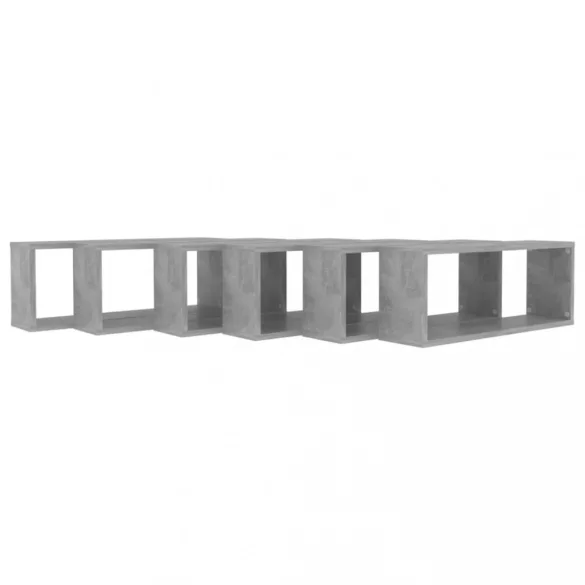 6 db betonszürke szerelt fa négyszögű fali polc 60 x 15 x 23 cm