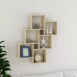 sonoma tölgy színű szerelt fa négyszögű fali polc 78x15x93 cm