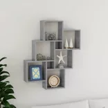 betonszürke szerelt fa négyszögű fali polc 78 x 15 x 93 cm