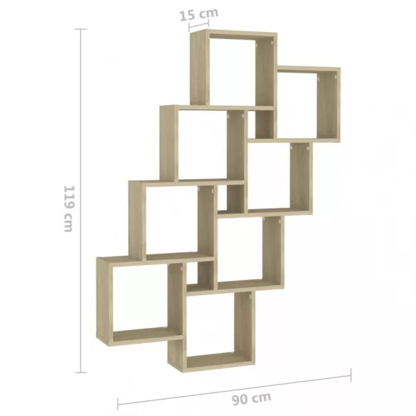 sonoma tölgy szerelt fa négyszögű fali polc 90 x 15 x 119 cm