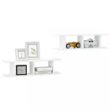 2 db fehér szerelt fa fali polc 75 x 18 x 20 cm