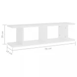 2 db fehér szerelt fa fali polc 75 x 18 x 20 cm