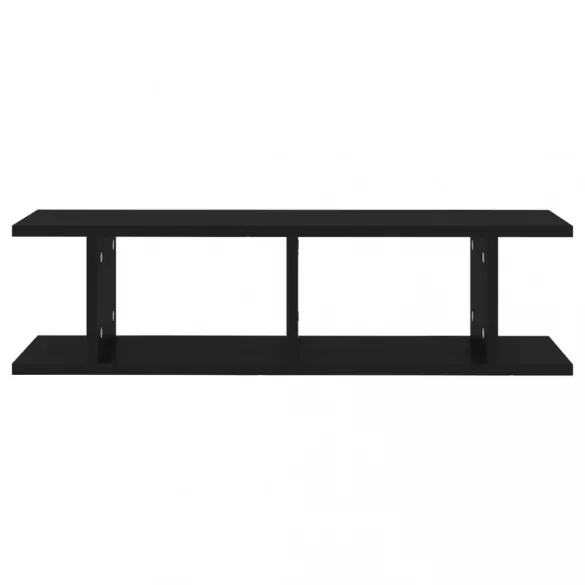 2 db fekete szerelt fa fali polc 75 x 18 x 20 cm