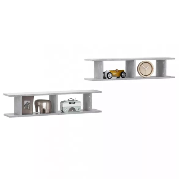 2 db betonszürke forgácslap fali polc 90 x 18 x 20 cm