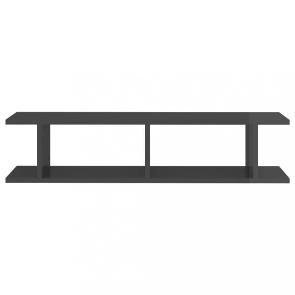 2 db magasfényű szürke szerelt fa fali polc 90 x 18 x 20 cm