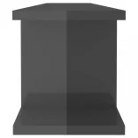 2 db magasfényű szürke szerelt fa fali polc 90 x 18 x 20 cm