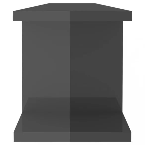 2 db magasfényű szürke szerelt fa fali polc 90 x 18 x 20 cm