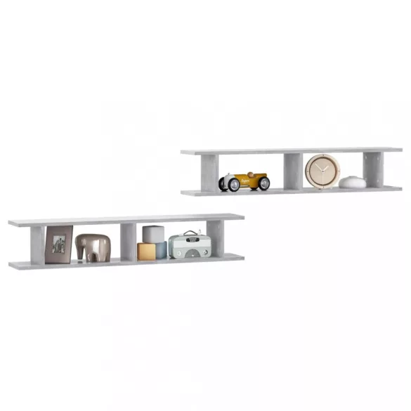 2 db betonszürke forgácslap fali polc 105 x 18 x 20 cm