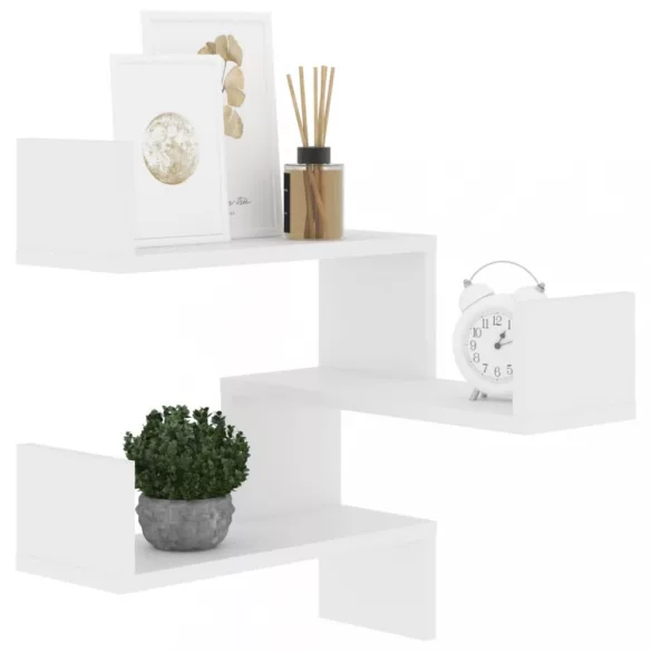 fehér szerelt fa fali sarokpolc 40 x 40 x 50 cm