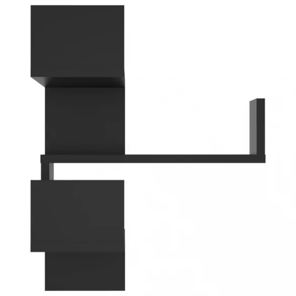 fekete szerelt fa fali sarokpolc 40 x 40 x 50 cm
