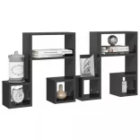 2 db magasfényű szürke szerelt fa fali polc 50 x 15 x 50 cm