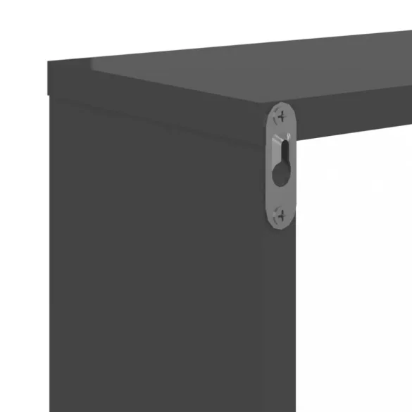2 db magasfényű szürke szerelt fa fali polc 50 x 15 x 50 cm