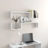 2 db fehér szerelt fa fali polc 100 x 15 x 20 cm