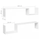 2 db fehér szerelt fa fali polc 100 x 15 x 20 cm