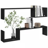 2 db fekete szerelt fa fali polc 100 x 15 x 20 cm