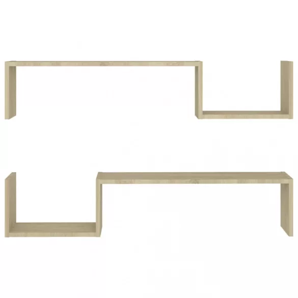 2 db sonoma tölgy színű szerelt fa fali polc 100 x 15 x 20 cm