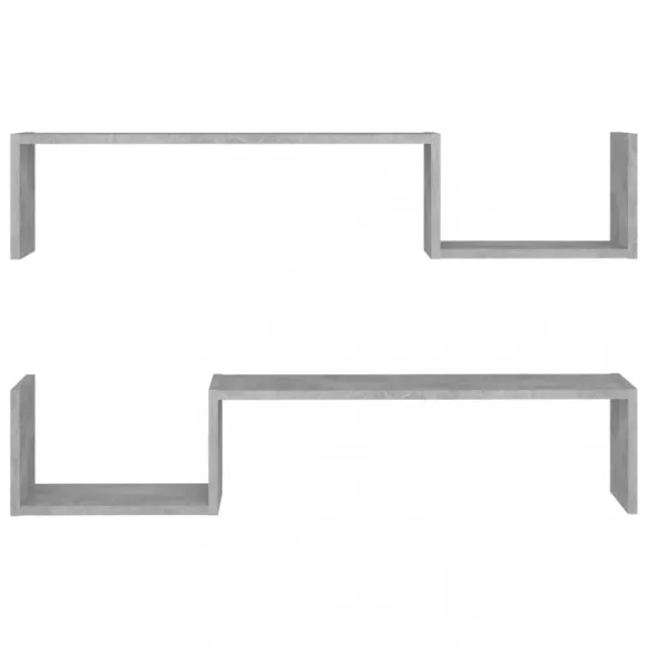 2 db betonszürke szerelt fa fali polc 100 x 15 x 20 cm