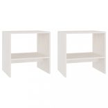 2 darab fehér tömör fenyőfa éjjeliszekrény 40 x 30,5 x 40 cm