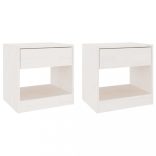 2 darab fehér tömör fenyőfa éjjeliszekrény 40 x 31 x 40 cm