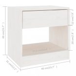 2 darab fehér tömör fenyőfa éjjeliszekrény 40 x 31 x 40 cm