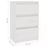 fehér tömör fenyőfa éjjeliszekrény 40 x 29,5 x 64 cm