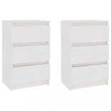 2 db fehér tömör fenyőfa éjjeliszekrény 40 x 29,5 x 64 cm