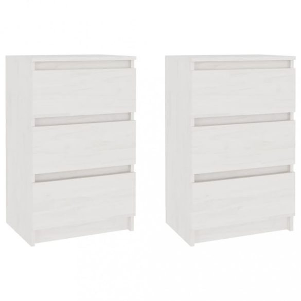 2 db fehér tömör fenyőfa éjjeliszekrény 40 x 29,5 x 64 cm