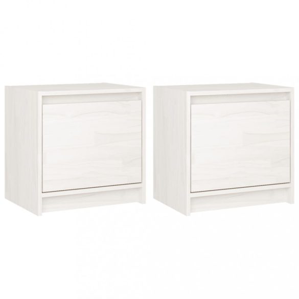 2 darab fehér tömör fenyőfa éjjeliszekrény 40 x 30,5 x 40 cm