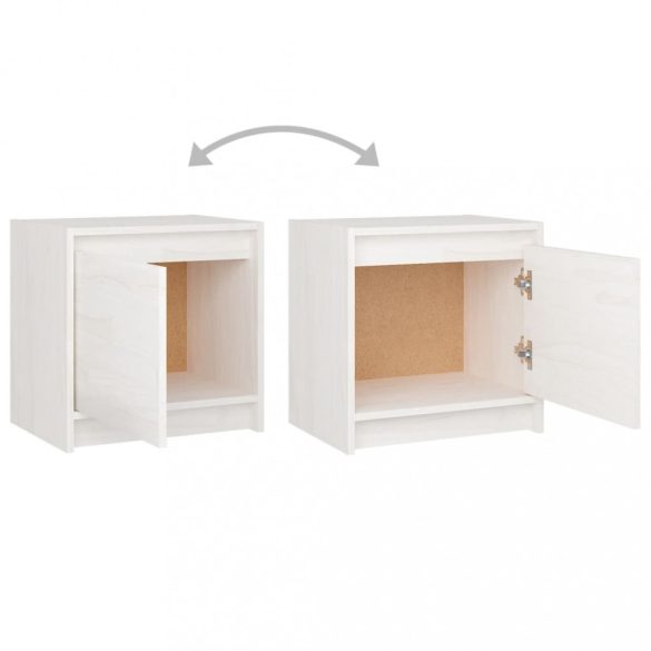 2 darab fehér tömör fenyőfa éjjeliszekrény 40 x 30,5 x 40 cm