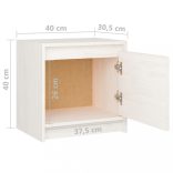 2 darab fehér tömör fenyőfa éjjeliszekrény 40 x 30,5 x 40 cm