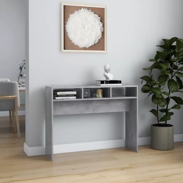 betonszürke szerelt fa tálalóasztal 105 x 30 x 80 cm