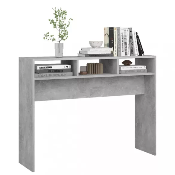 betonszürke szerelt fa tálalóasztal 105 x 30 x 80 cm