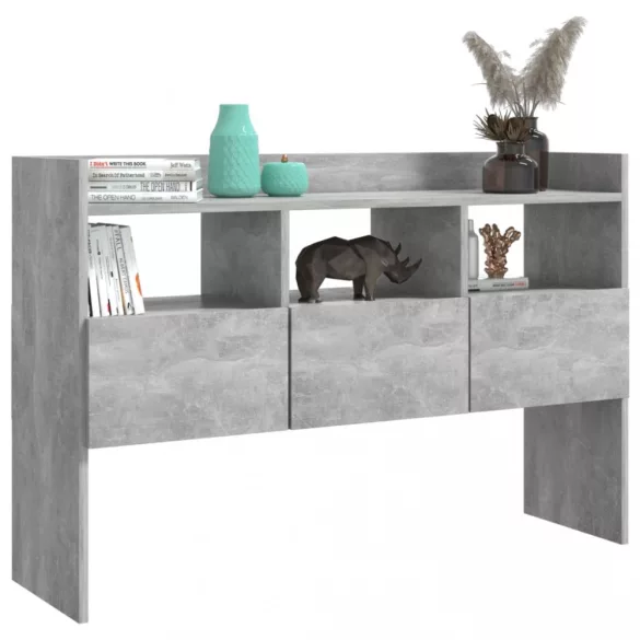 betonszürke szerelt fa tálalószekrény 105 x 30 x 70 cm
