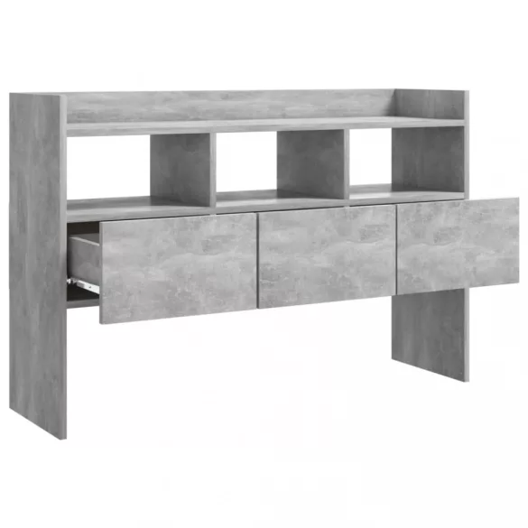 betonszürke szerelt fa tálalószekrény 105 x 30 x 70 cm
