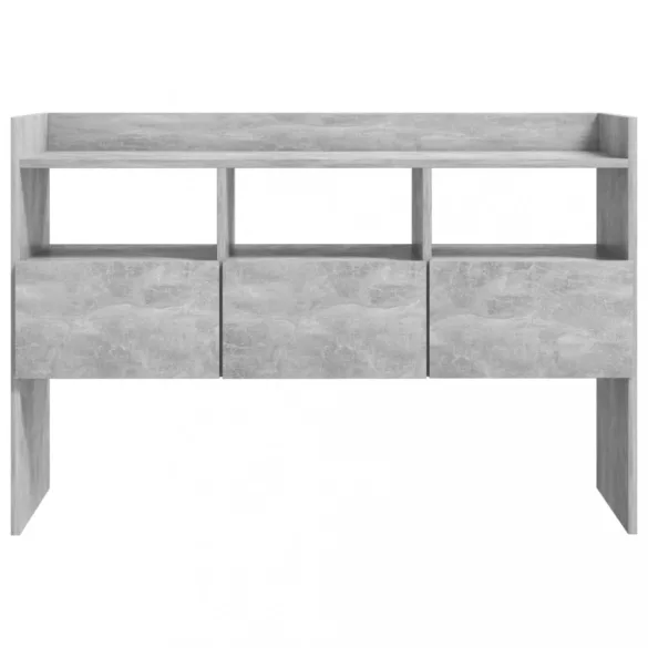 betonszürke szerelt fa tálalószekrény 105 x 30 x 70 cm