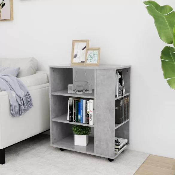 betonszürke szerelt fa kerekes szekrény 60 x 35 x 75 cm