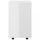 magasfényű fehér szerelt fa kerekes szekrény 46x36x59 cm