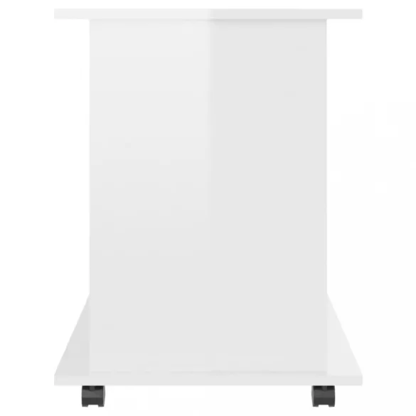 magasfényű fehér szerelt fa kerekes szekrény 60 x 45 x 60 cm