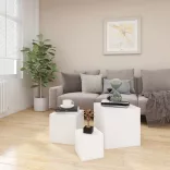 3 db fehér, rétegelt fa kisasztal