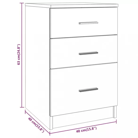 fehér szerelt fa éjjeliszekrény 40 x 40 x 63 cm