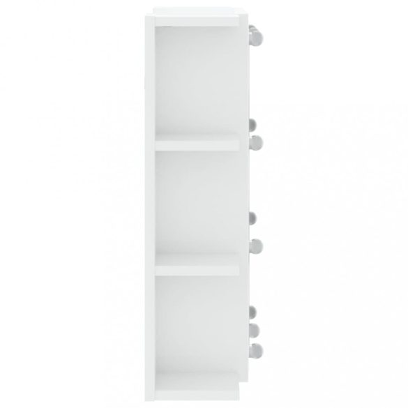 magasfényű fehér tükrös szekrény LED-ekkel 70 x 16,5 x 60 cm