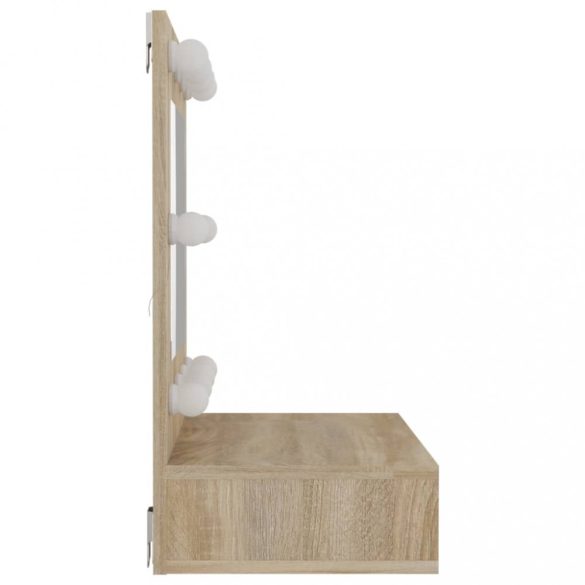 sonoma tölgy tükrös szekrény LED-ekkel 60 x 31,5 x 62 cm