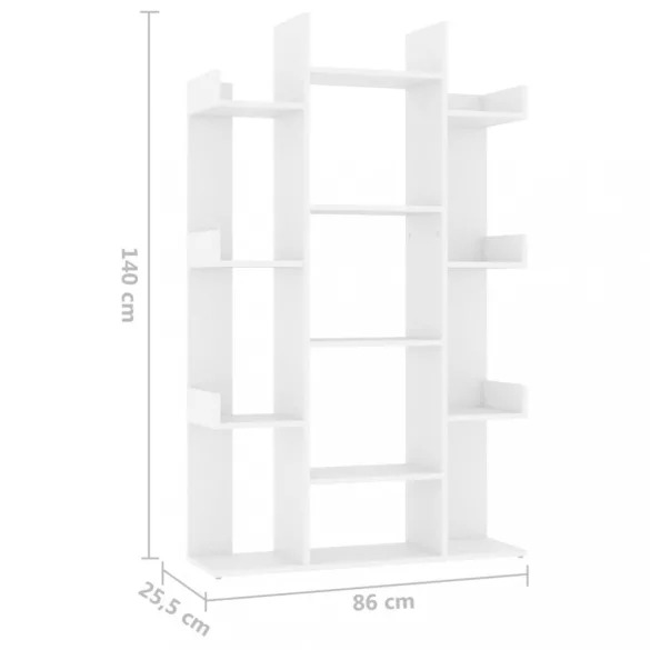 fehér szerelt fa könyvszekrény 86 x 25,5 x 140 cm