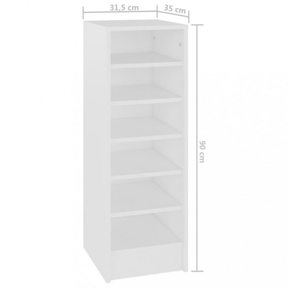 fehér szerelt fa cipősszekrény 31,5 x 35 x 90 cm