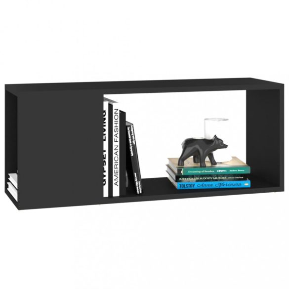 fekete szerelt fa TV-szekrény 80 x 24 x 32 cm