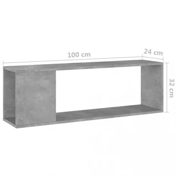 betonszürke szerelt fa TV-szekrény 100 x 24 x 32 cm