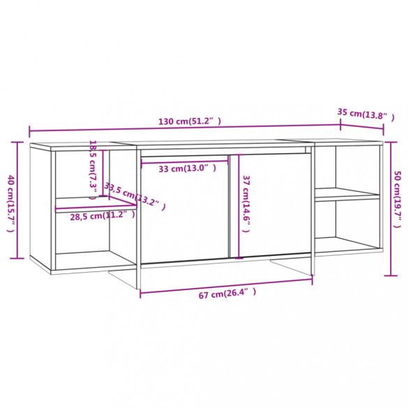 betonszürke szerelt fa TV-szekrény 130x35x50 cm