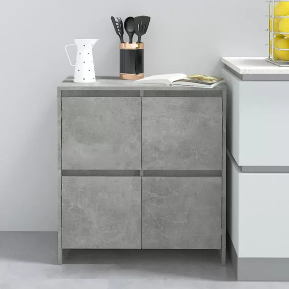 betonszürke szerelt fa tálalószekrény 70x41x75 cm