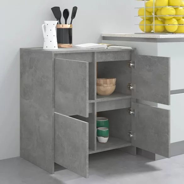 betonszürke szerelt fa tálalószekrény 70x41x75 cm