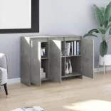 betonszürke szerelt fa tálalószekrény 102 x 33 x 75 cm
